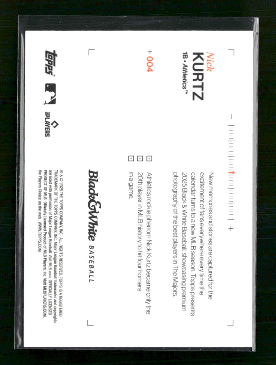 2025 Topps Black & White Nick Kurtz #004