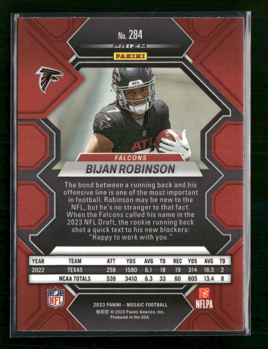 2023 Panini Mosaic Red Green Mosaic Bijan Robinson Rookie #284