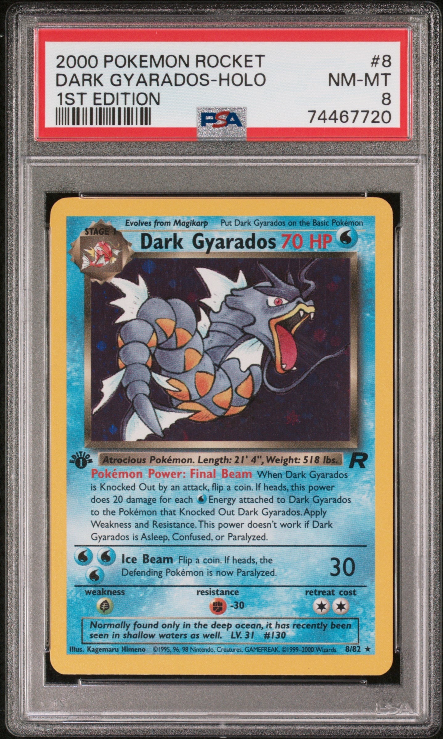 2000 Pokemon Rocket 1st Edition Dark Gyarados-Holo 8 PSA #8