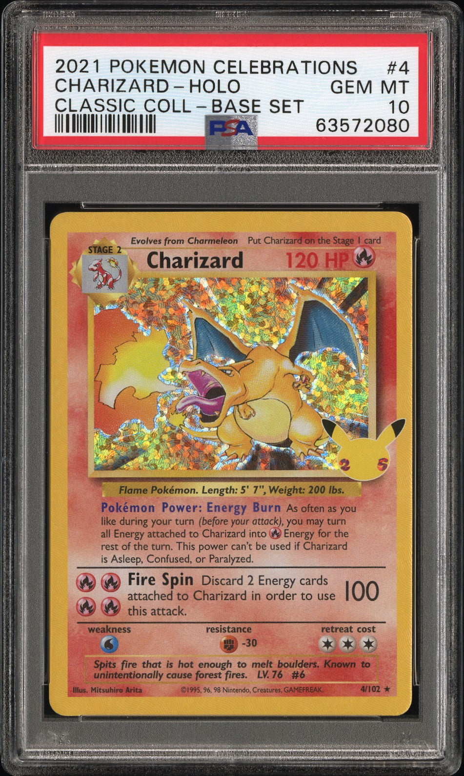 2021 Pokemon Celebrations Classic Coll-Base Set Charizard-Holo 10 PSA #4
