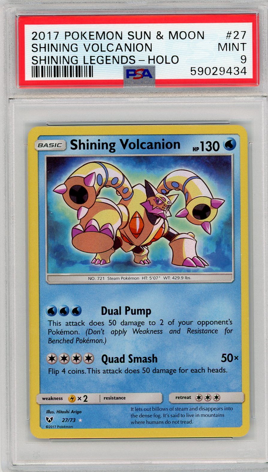 2017 Pokemon Sun & Moon Shining Legends-Holo Shining Volcanion 9 PSA #27