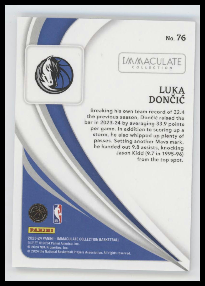 2023-24 Panini Immaculate Collection Blue Luka Doncic #/25 #76