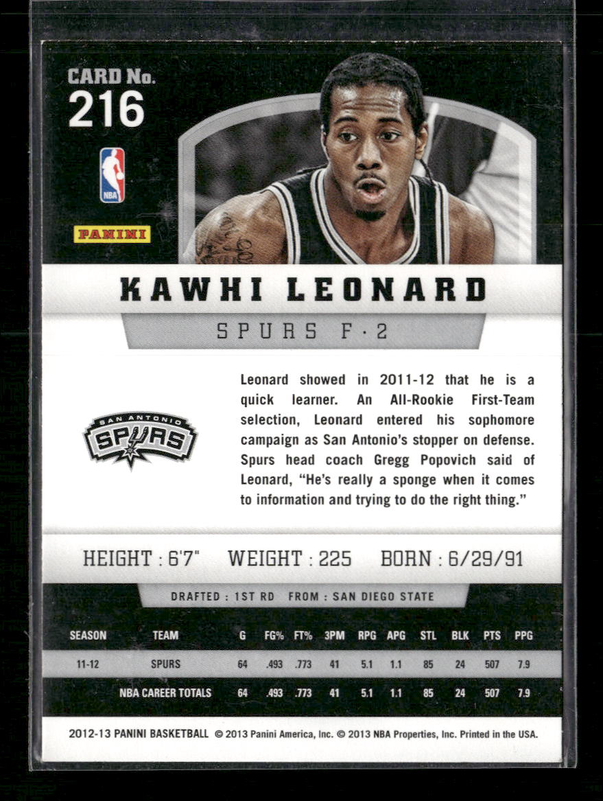 2012-13 Panini Kawhi Leonard Rookie #216