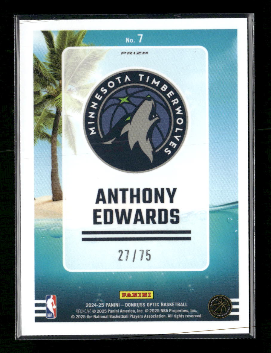 2024-25 Donruss Optic Splash! Red Shimmer Anthony Edwards #/75 #7