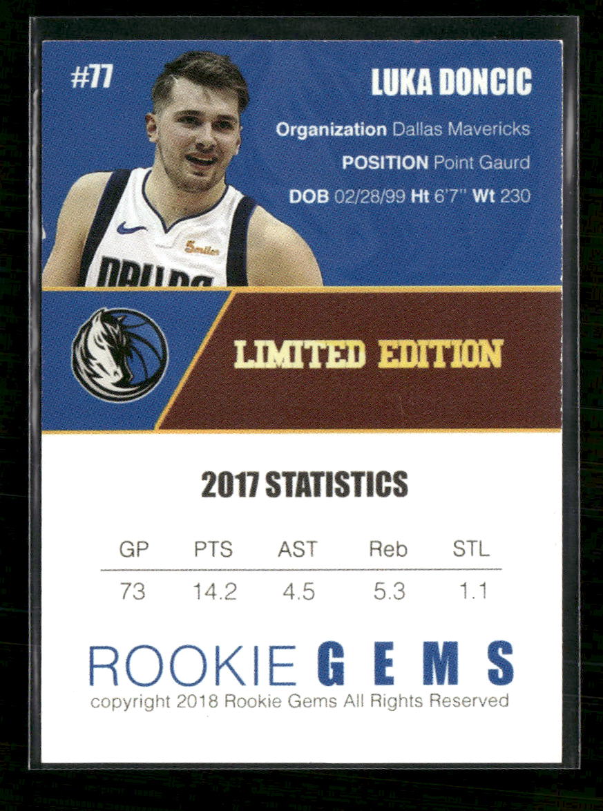 2018 Rookie Gems Luka Doncic #77