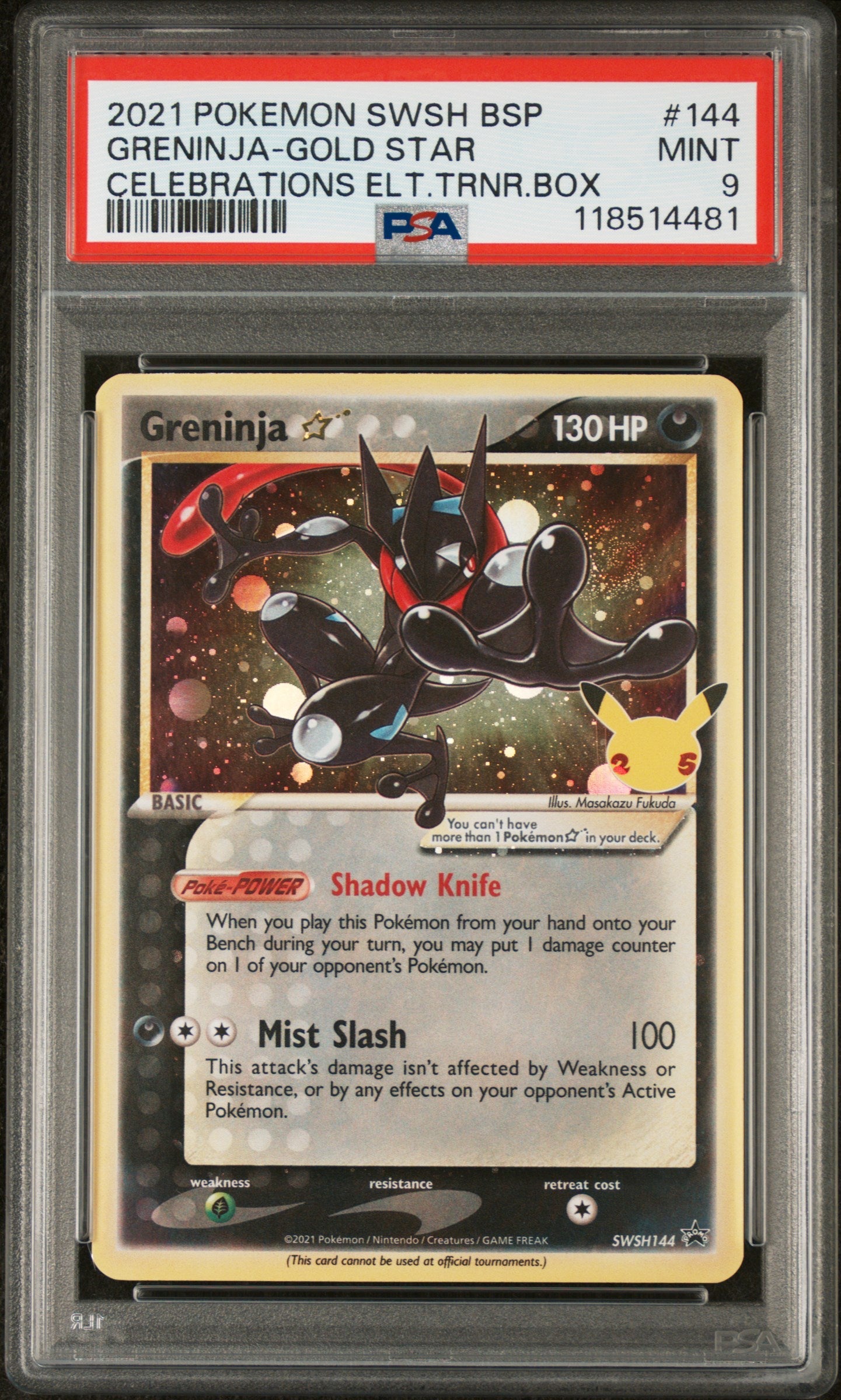 2021 Pokemon Swsh Black Star Promo Celebrations Greninja-Gold Star 9 PSA #144