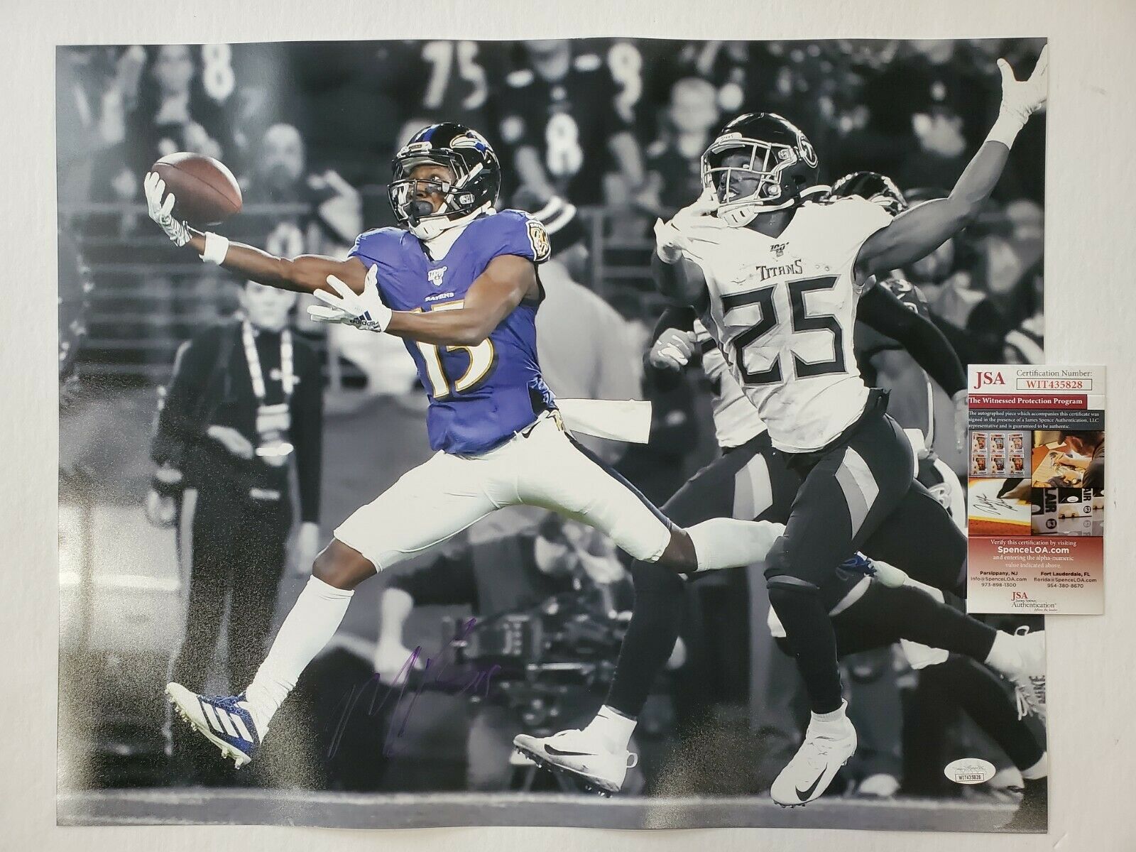 Baltimore Ravens Marquise Brown Autographed Signed 16X20 Photo Jsa  Coa