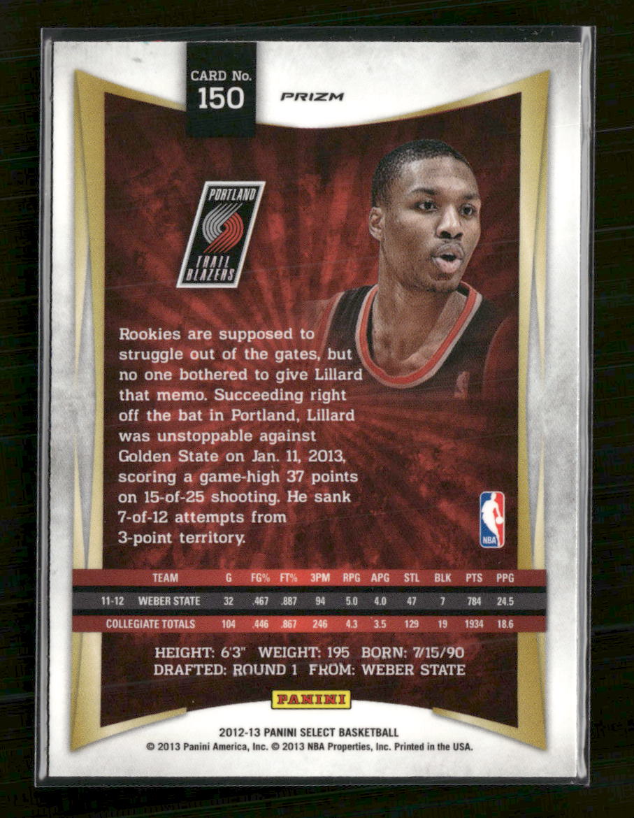 2012-13 Panini Select Silver Prizm Damian Lillard #150