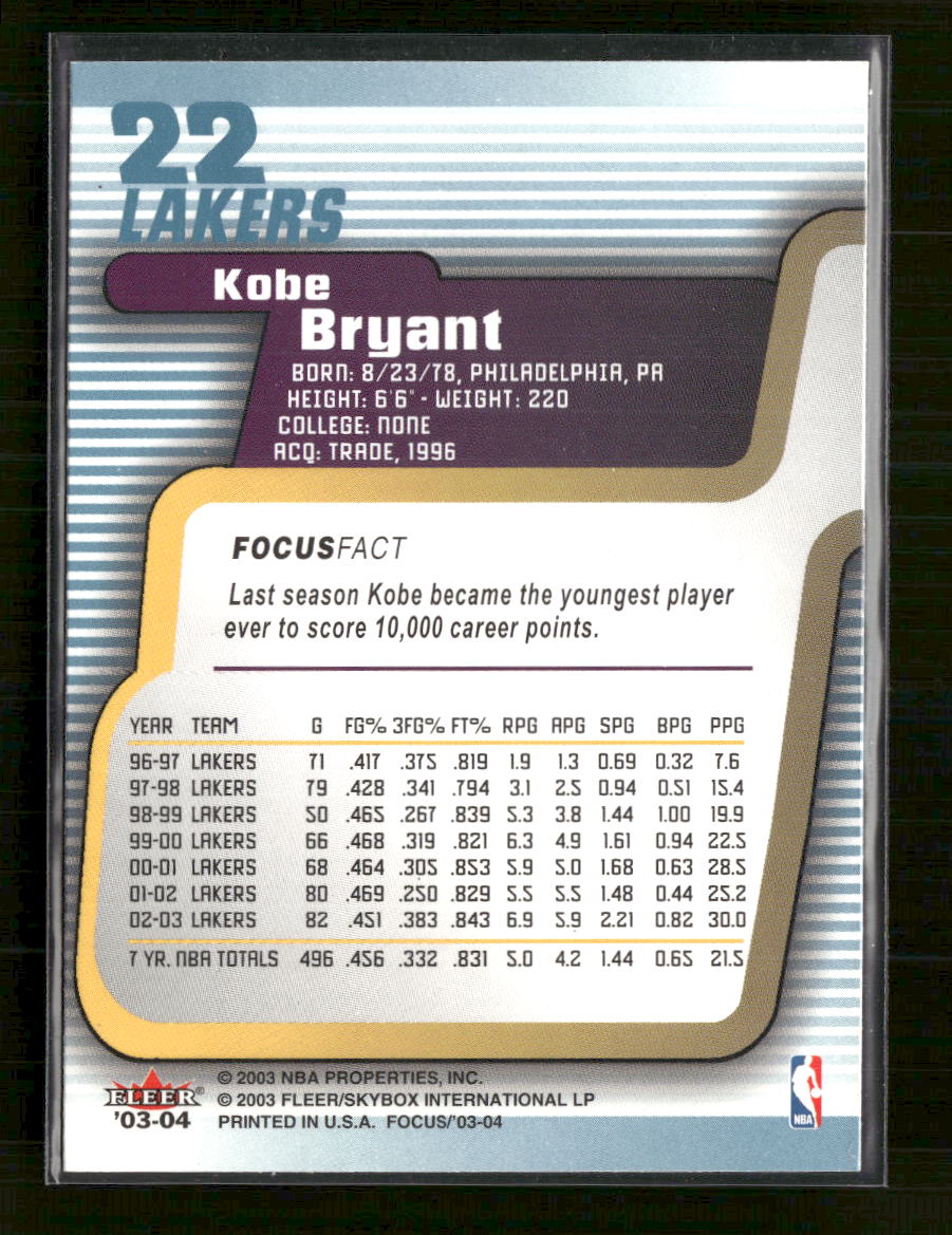 2003-04 Fleer Focus Kobe Bryant #22