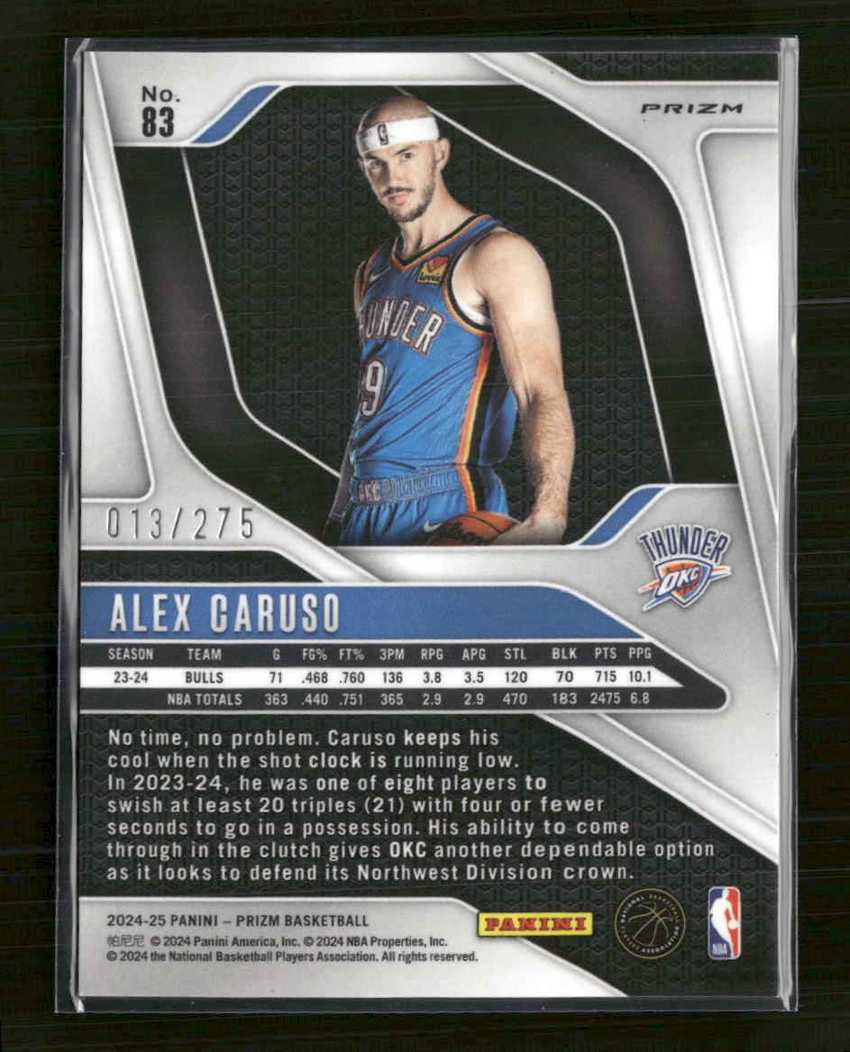 2024-25 Panini Prizm Prizms White Lazer Alex Caruso #/275 #83