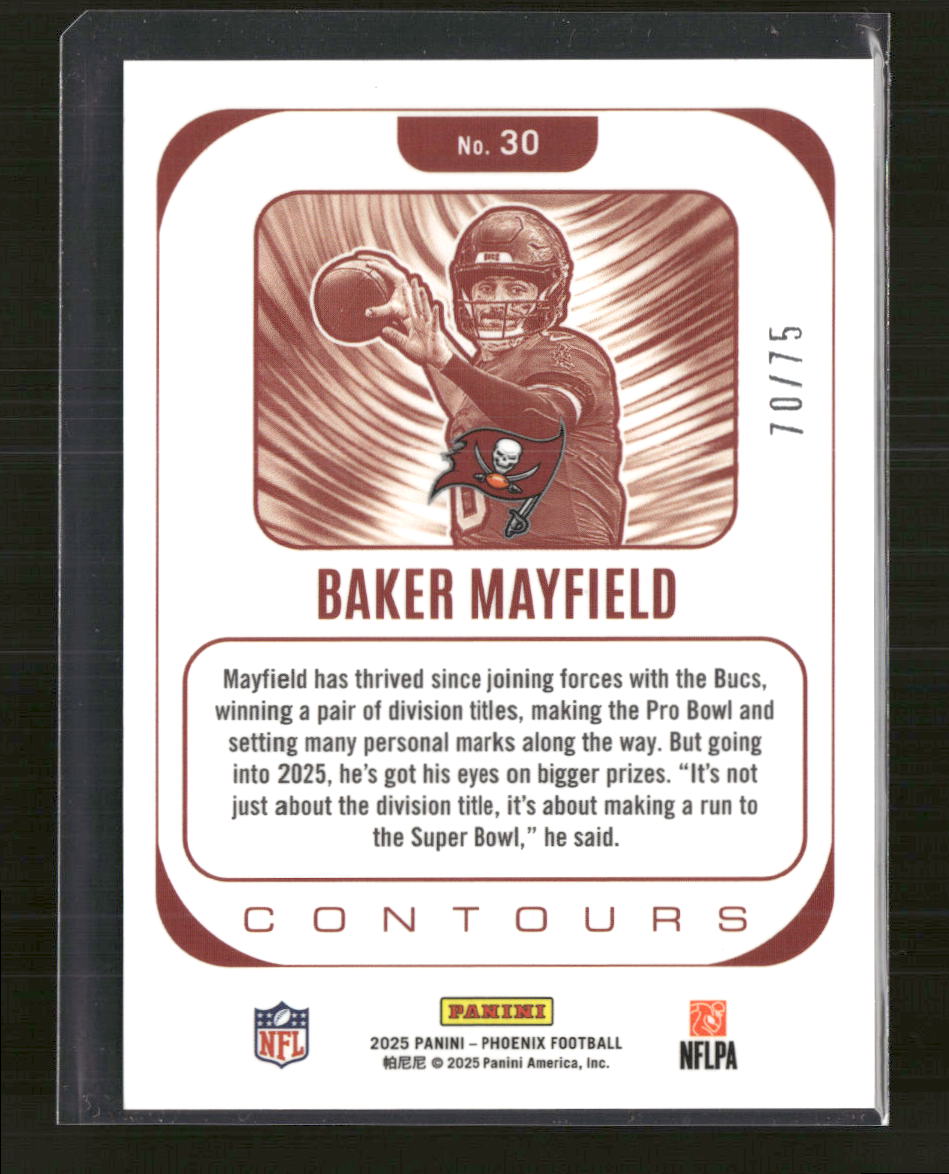 2025 Panini Phoenix Contours Silver Mojo Prizm Baker Mayfield #/75 #30