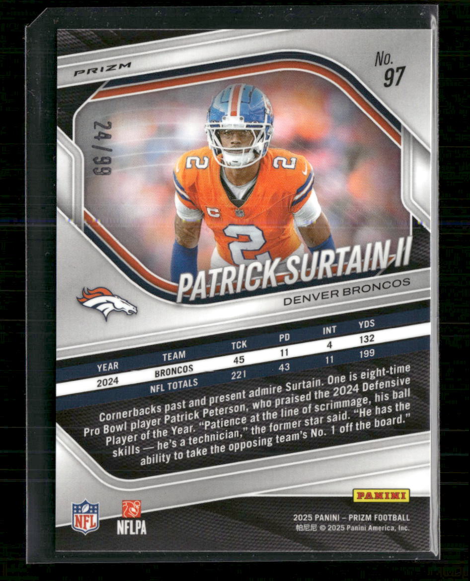 2025 Panini Prizm No Huddle Red Patrick Surtain II #/99 #97