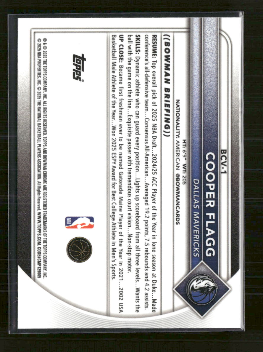 2025-26 Bowman Chrome Cooper Flagg #BCV-1