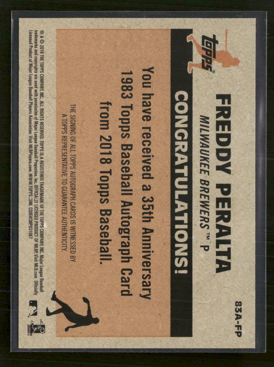 2018 Topps Update 1983 Topps Autographs Freddy Peralta Auto #83A-FP