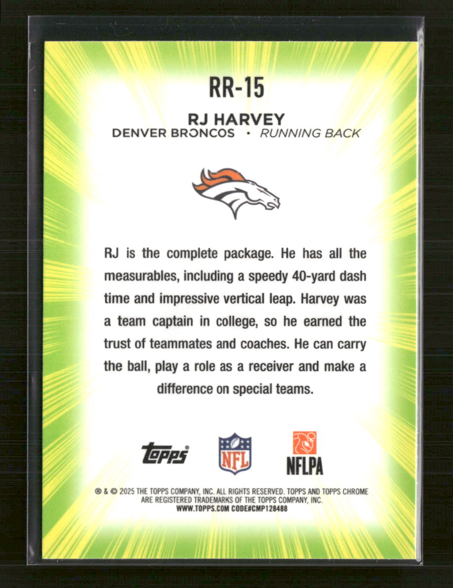 2025 Topps Chrome Radiating Rookies RJ Harvey #RR-15