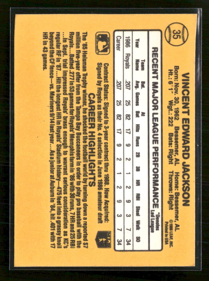 1987 Donruss Bo Jackson Rookie #35