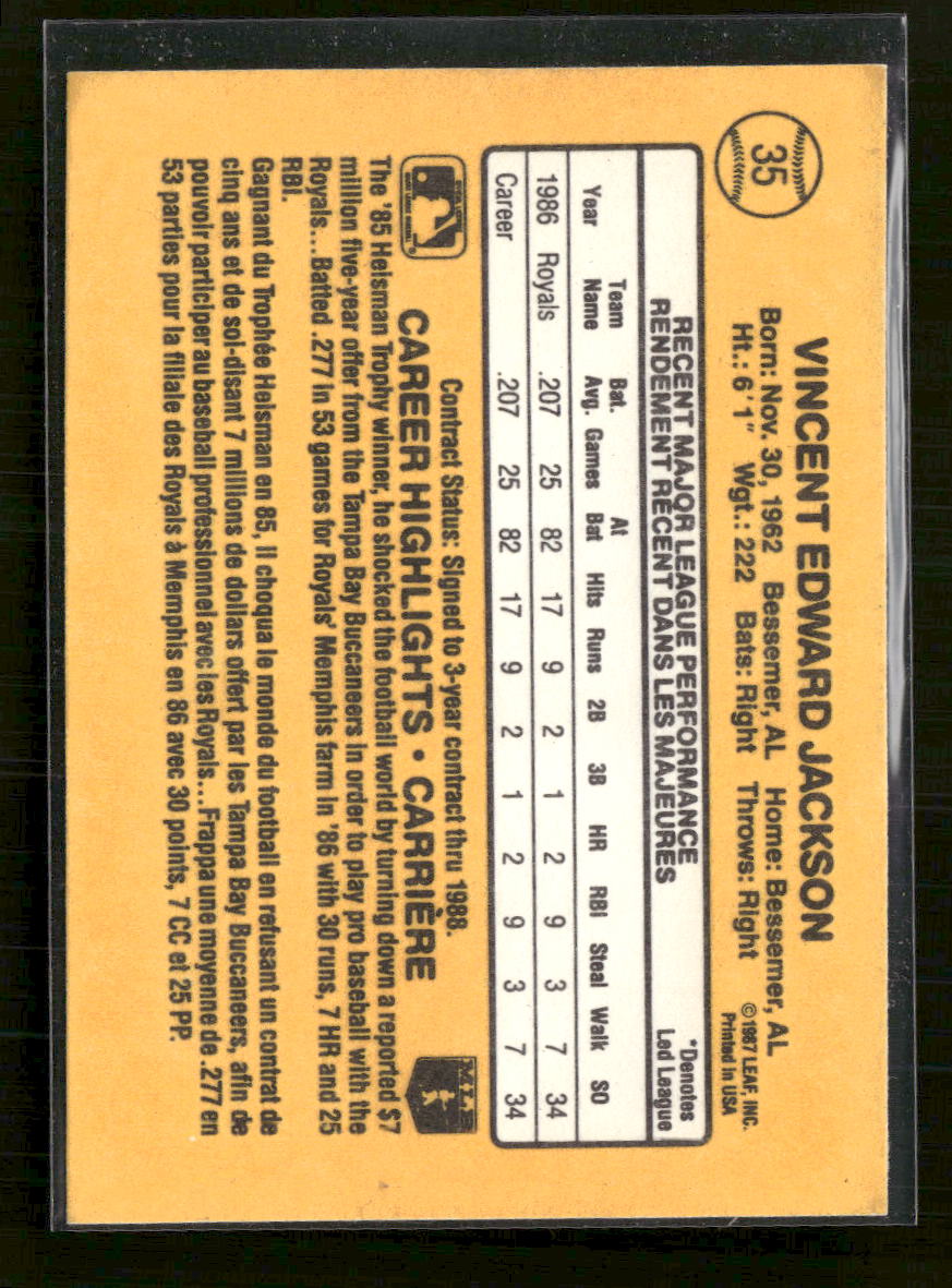 1987 Leaf Bo Jackson Rookie #35