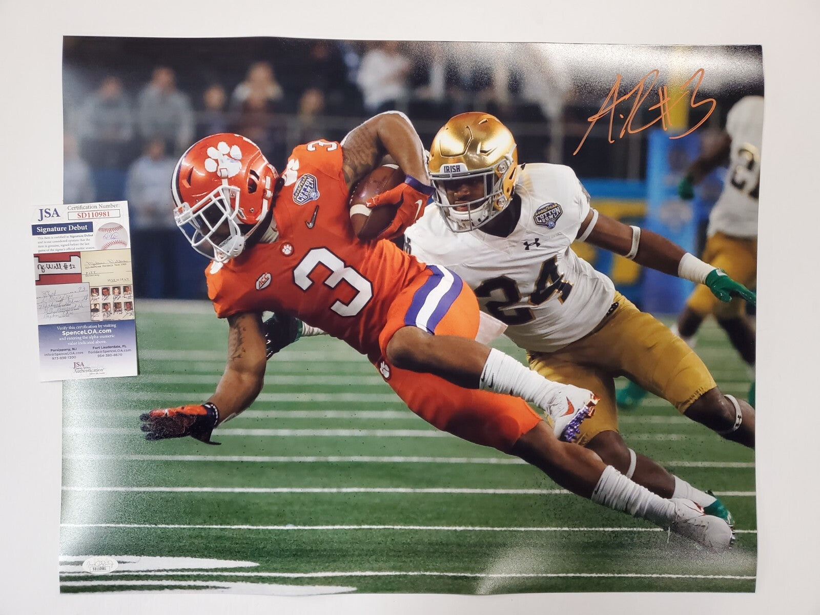 Clemson Tigers Amari Rodgers Autographed Signed 16X20 Photo Jsa  Coa