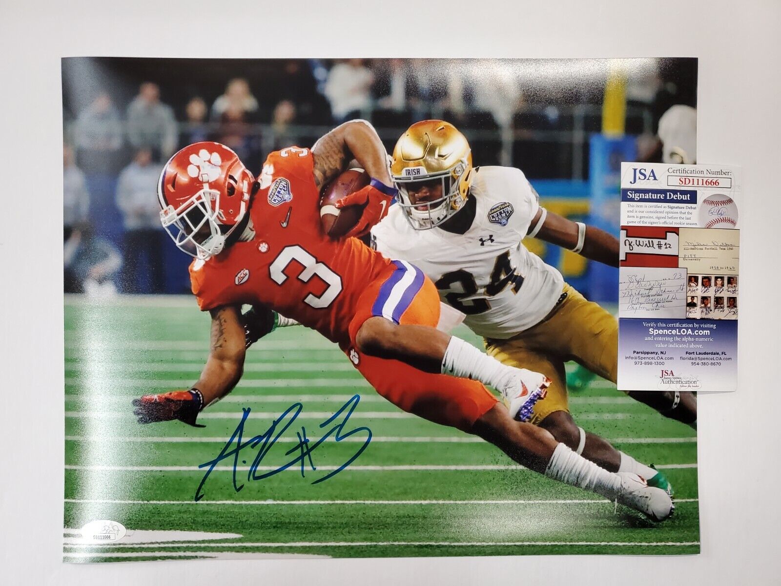 Clemson Tigers Amari Rodgers Autographed Signed 11X14 Photo Jsa  Coa