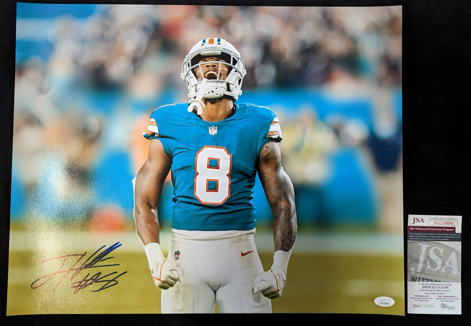 Miami Dolphins Jevon Holland Autographed Signed 16X20 Photo Jsa Coa