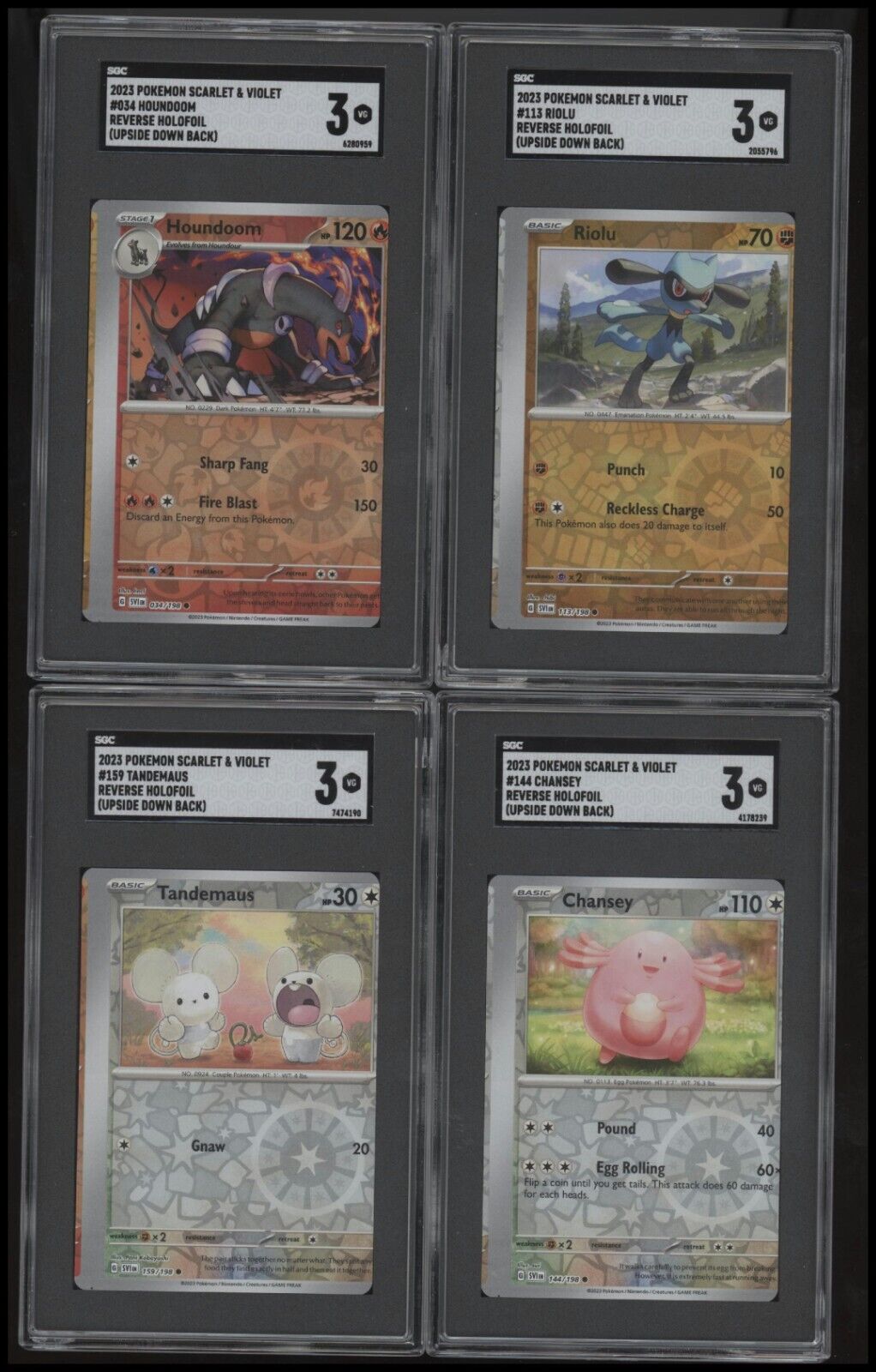 2023 Scarlet & Violet 4-Card Consecutive Cut Error & Upside Down Back - See Desc