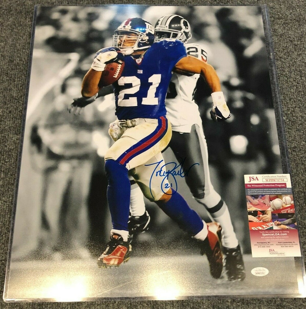 New York Giants Tiki Barber Autographed Signed 16X20 Photo Jsa Coa