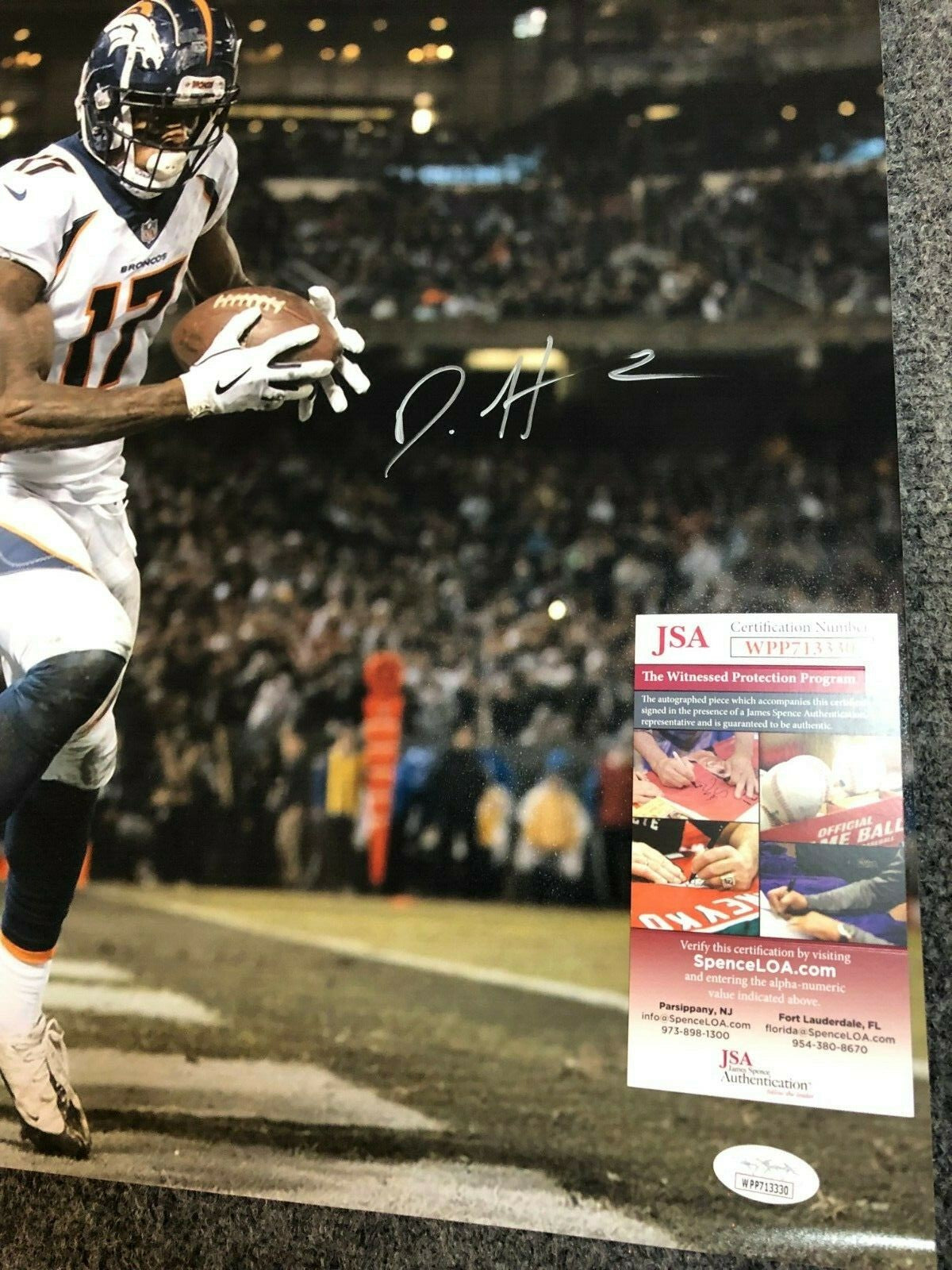 Denver Broncos Daesean Hamilton Autographed Signed 16X20 Photo Jsa  Coa