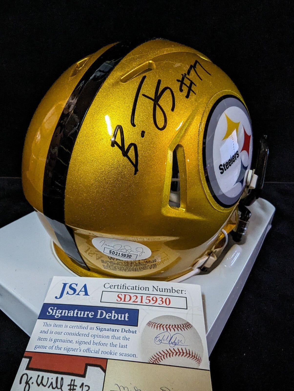 Pittsburgh Steelers Broderick Jones Autographed Flash Mini Helmet Jsa Coa