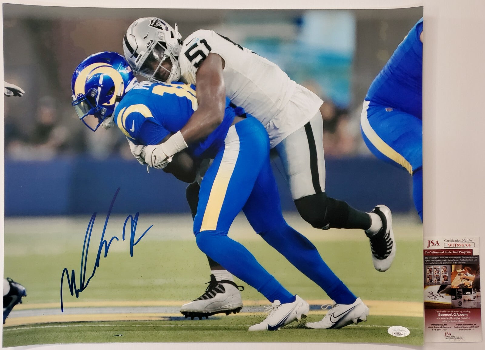 Las Vegas Raiders Malcolm Koonce Autographed 16X20 Photo Jsa Coa