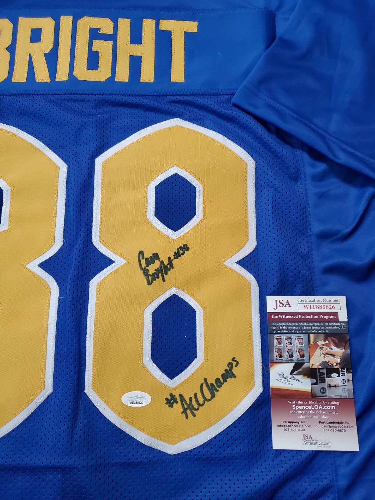 Pitt Panthers Cam Bright Autographed Signed Inscribed Jersey Jsa Coa