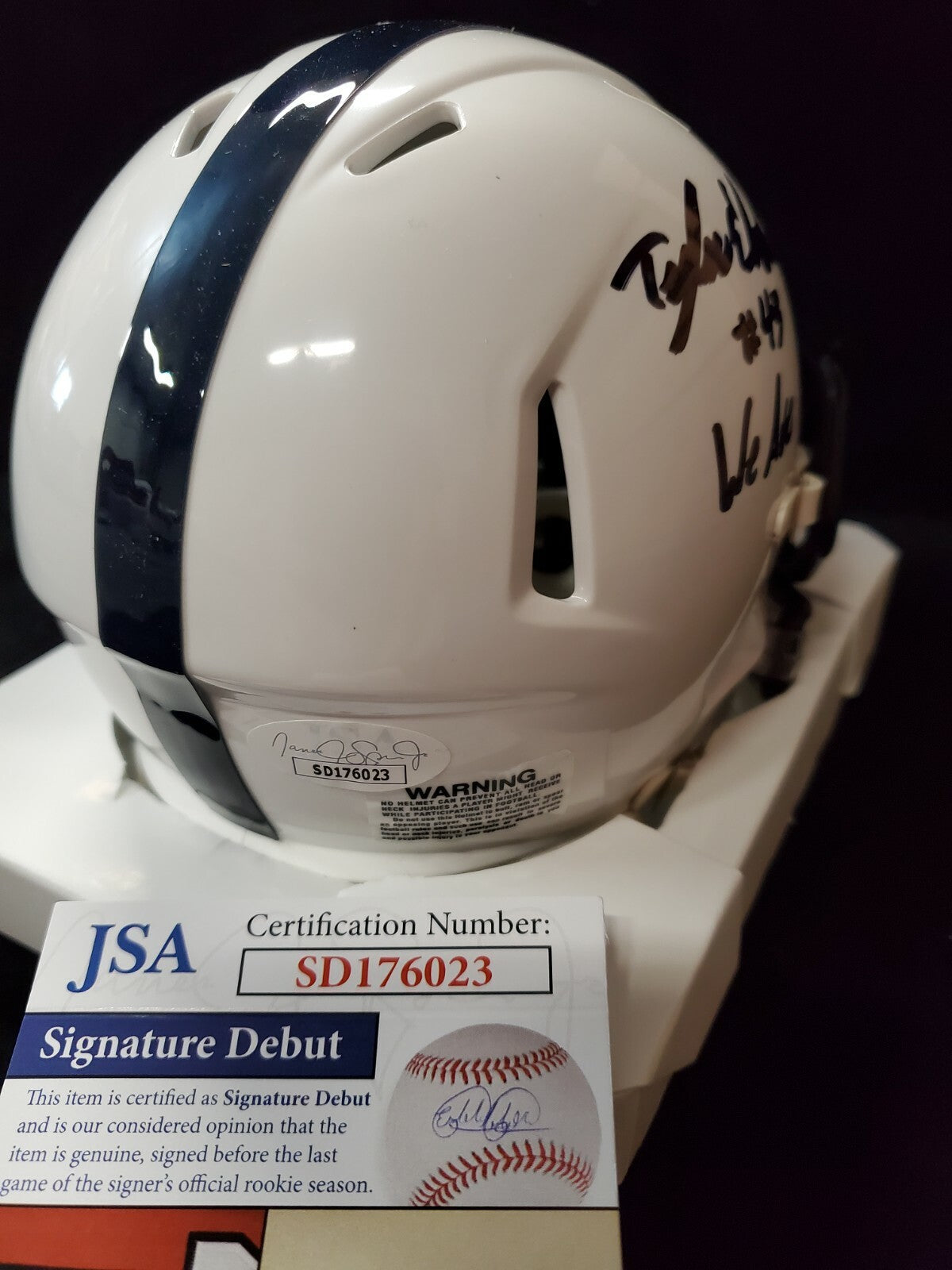 Penn State Nittany Lions Tyler Elsdon Autographed Signed Mini Helmet Jsa Coa