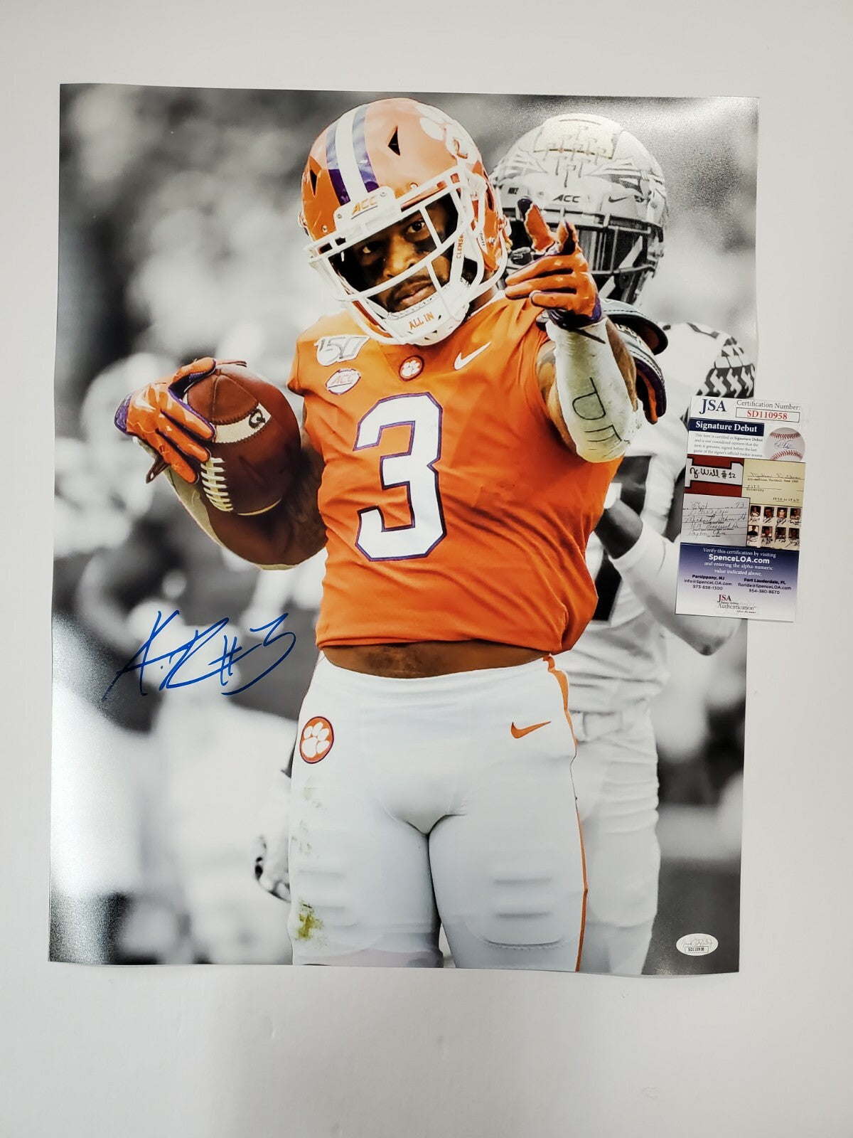 Clemson Tigers Amari Rodgers Autographed Signed 16X20 Photo Jsa  Coa
