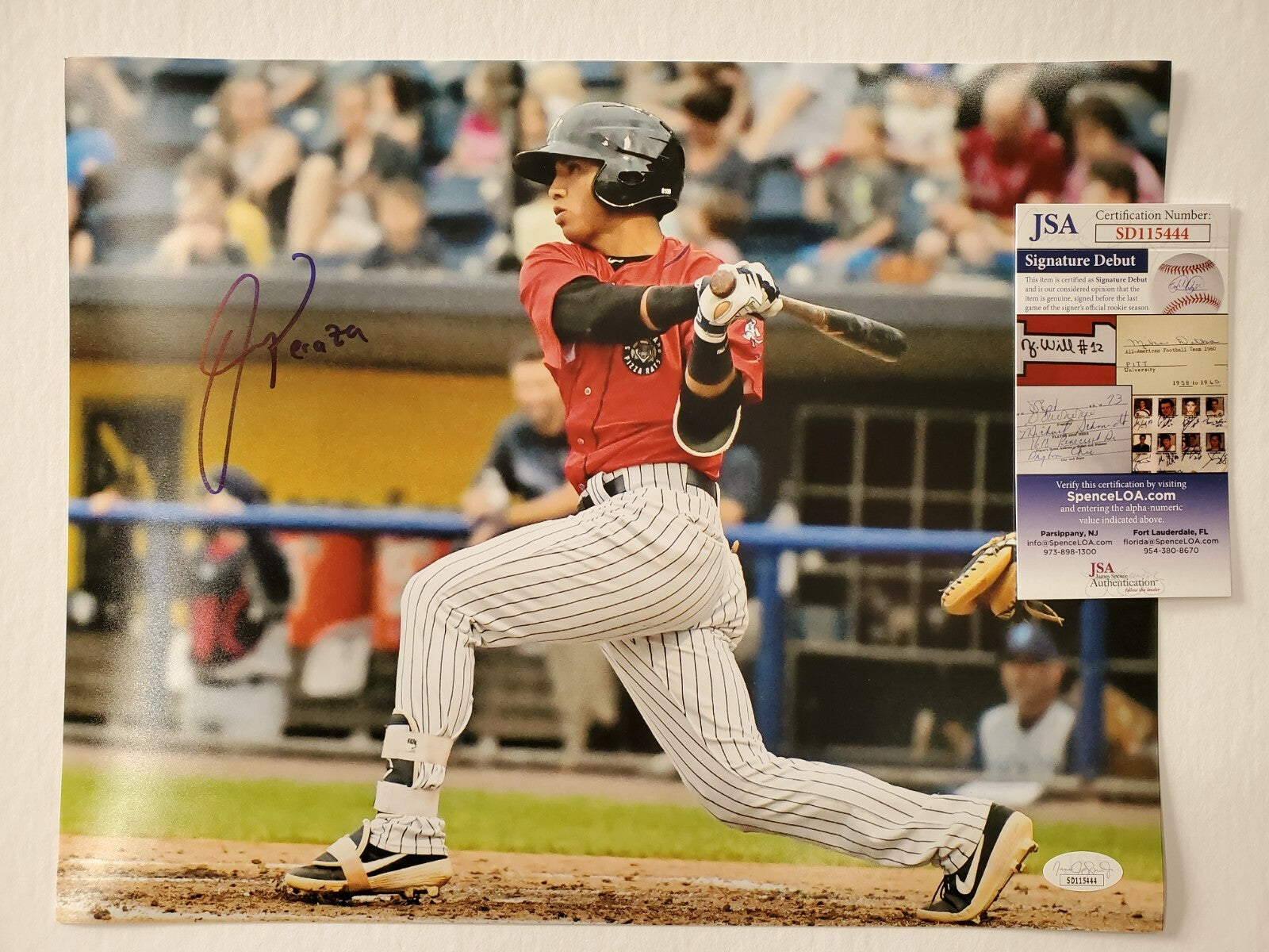 New York Yankees Oswald Peraza Autographed Signed 11X14 Photo Jsa Coa