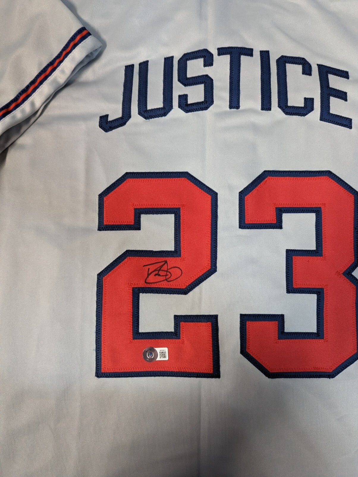 Atlanta Braves David Justice Autographed Signed Jersey Beckett Holo