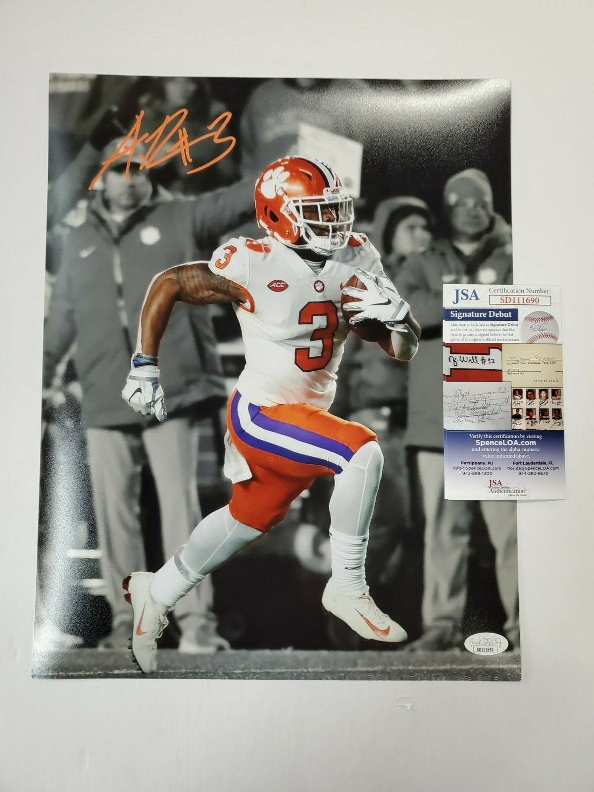 Clemson Tigers Amari Rodgers Autographed Signed 11X14 Photo Jsa  Coa