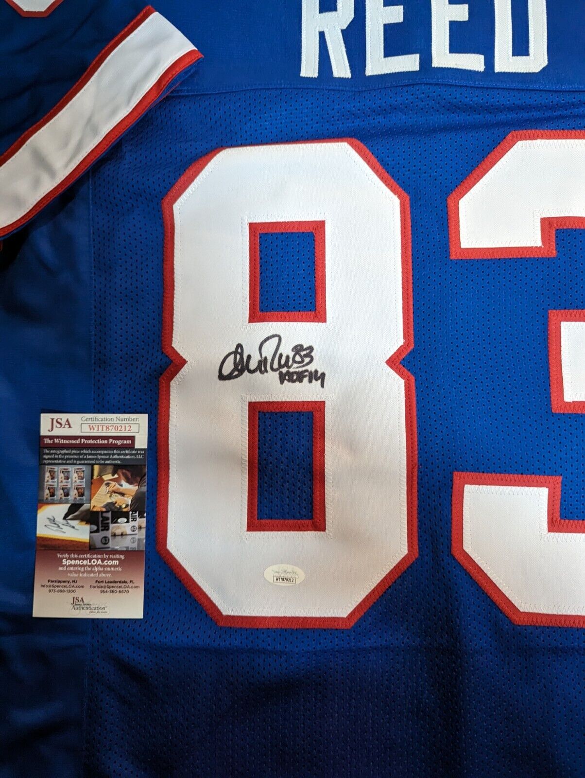 Buffalo Bills Andre Reed Autographed Signed Inscribed Jersey Jsa Coa