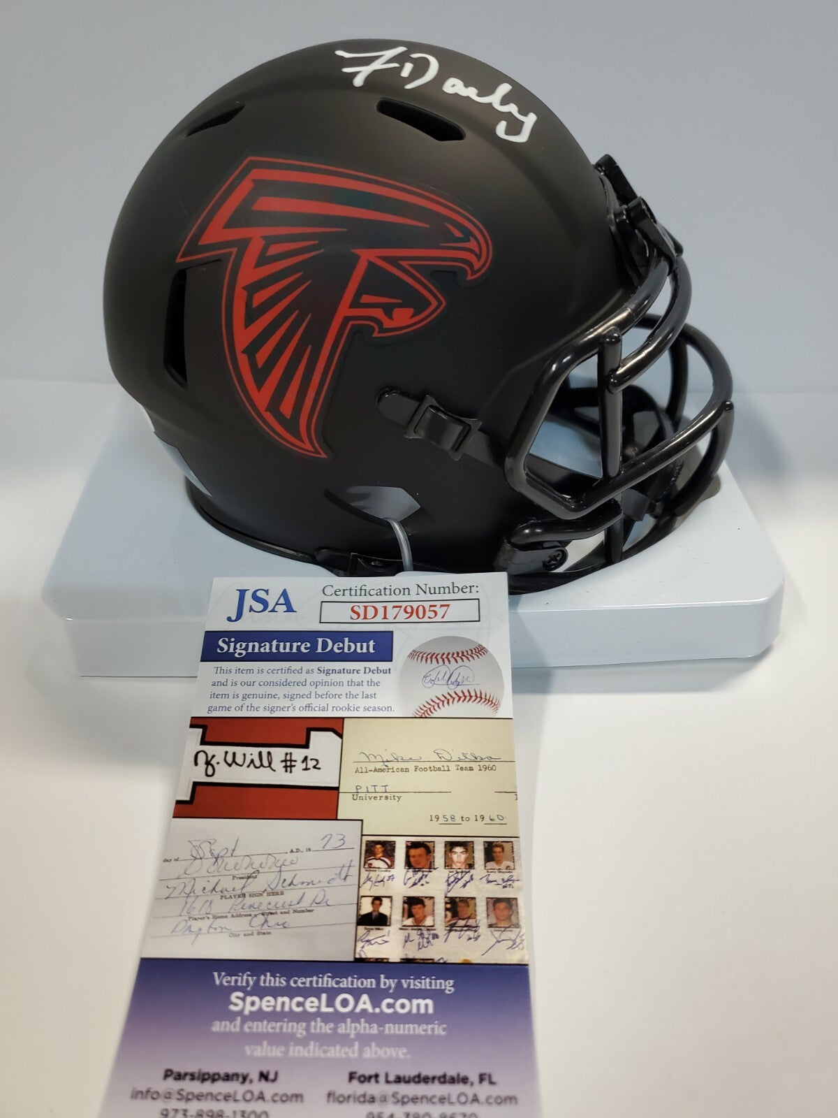 Atlanta Falcons Frank Darby Autographed Signed Eclipse Mini Helmet Jsa Coa