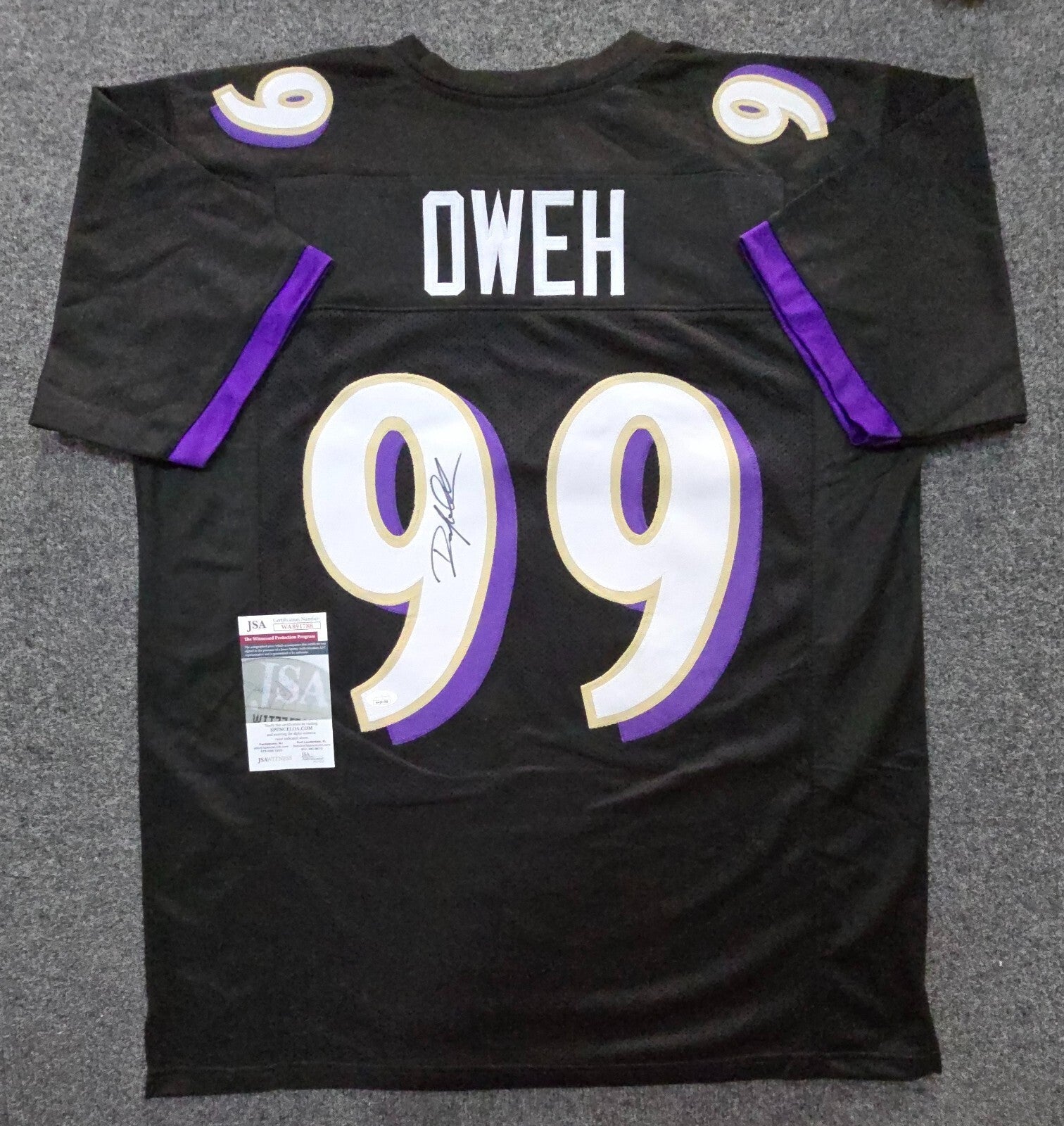 Baltimore Ravens Odafe Jayson Oweh Autographed Signed Jersey Jsa Coa  Old Gold