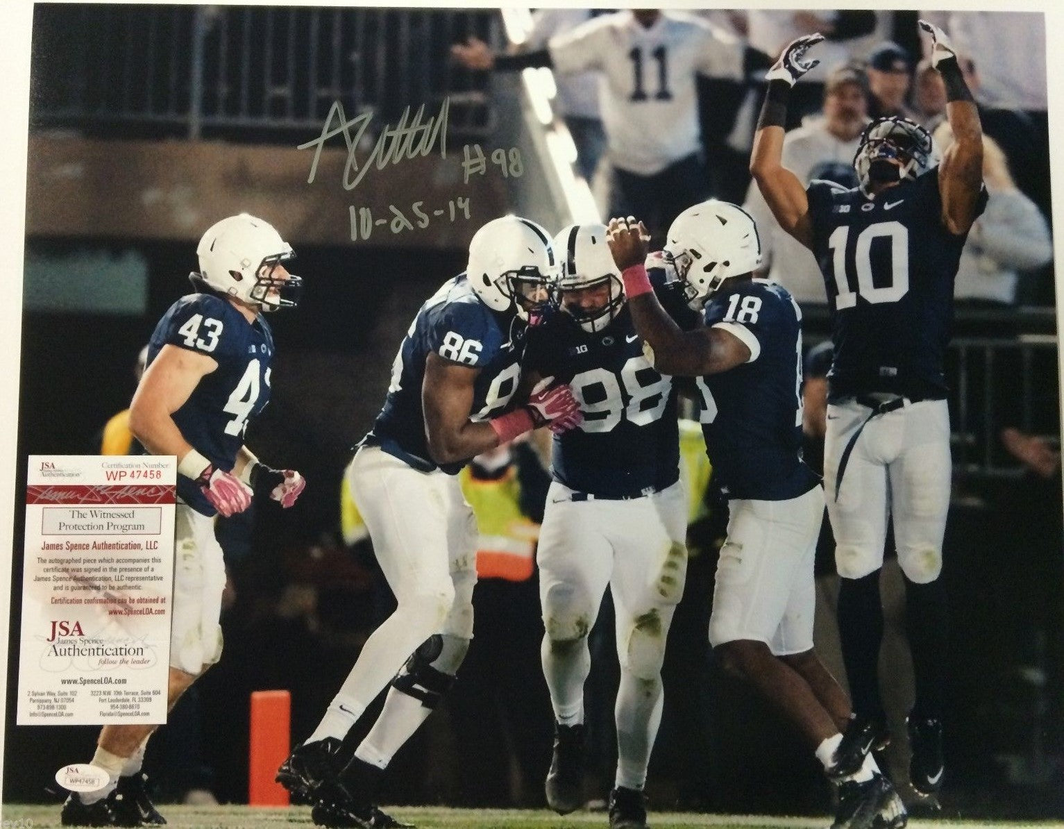 Anthony Zettel Autographed Signed Insc. Penn State 16X20 Photo Jsa  Coa