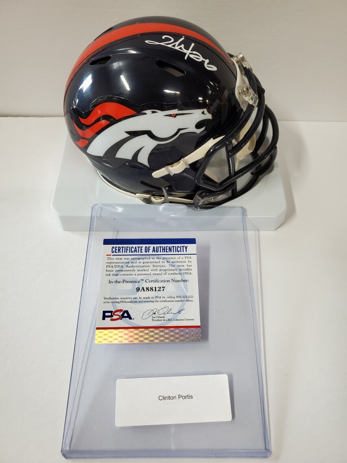 Denver Broncos Clinton Portis Autographed Signed Speed Mini Helmet Psa Coa