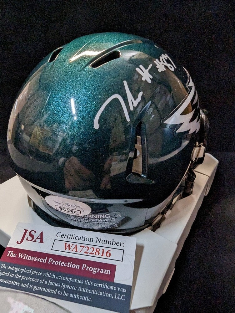 Philadelphia Eagles Jadon Haselwood Autographed Signed Speed Mini Helmet Jsa Coa