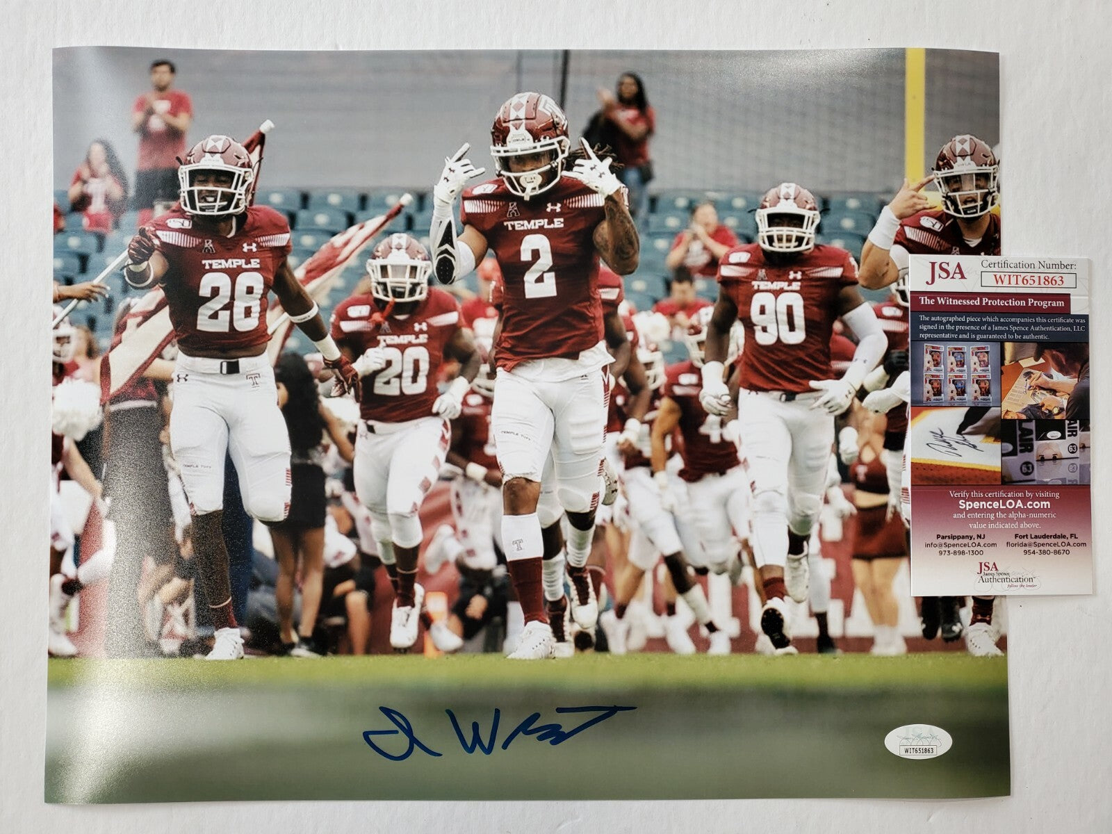 Temple Owls Isaiah Wright Autographed Signed 11X14 Photo Jsa Coa