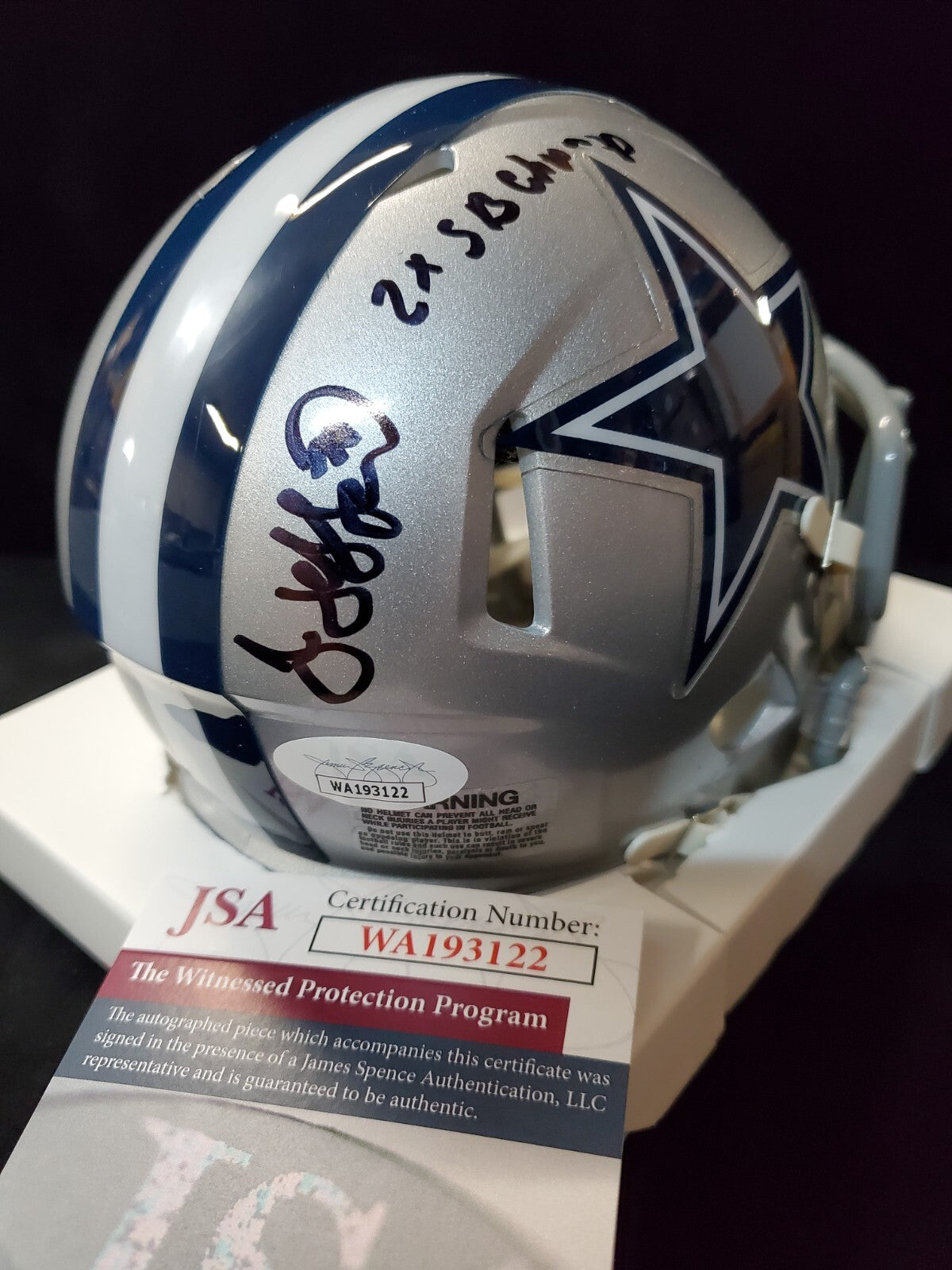 Dallas Cowboys Jim Jeffcoat Signed Inscribed Speed Mini Helmet Jsa Coa