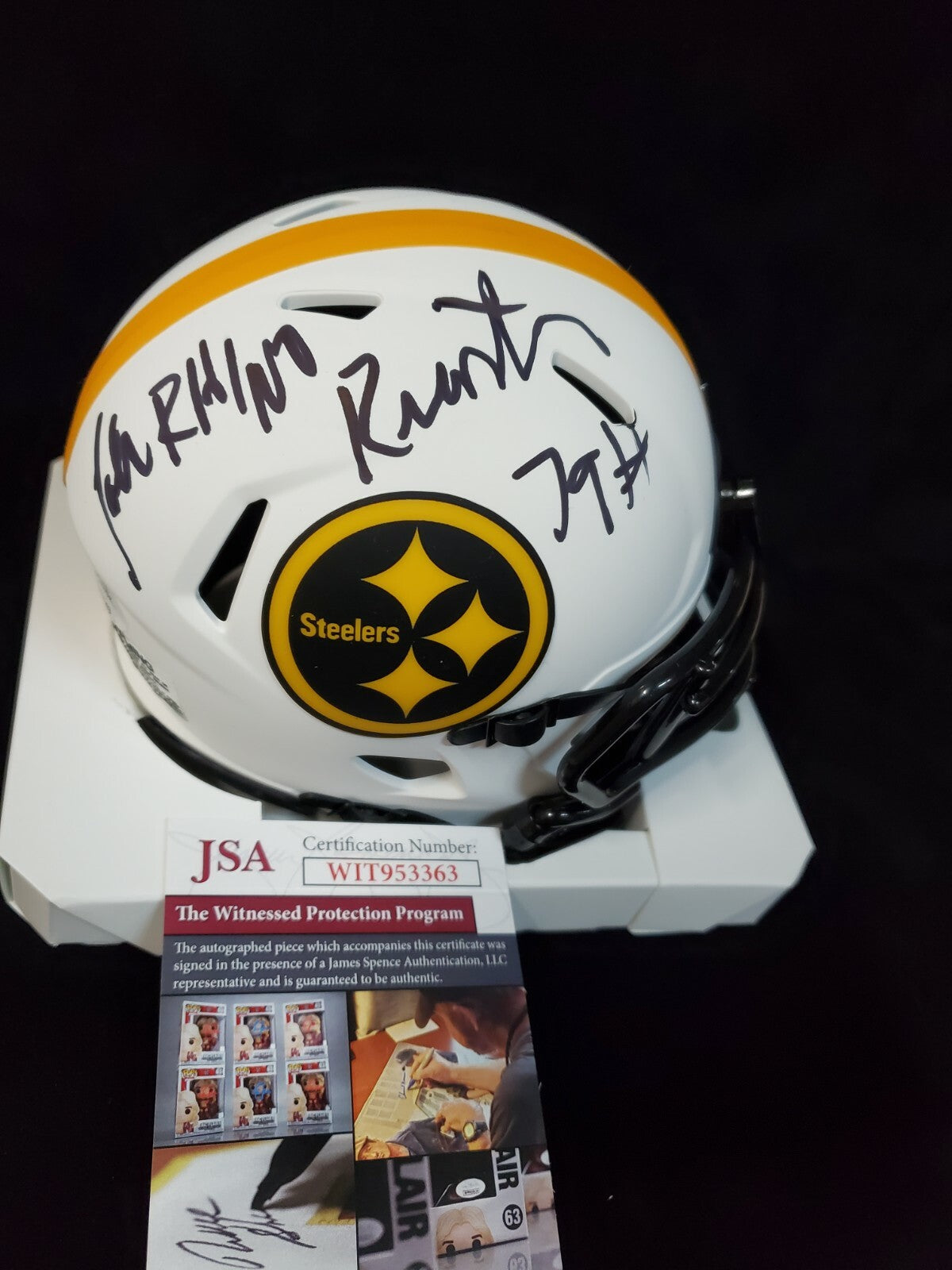 Pittsburgh Steelers John Reinstra Autographed Signed Speed Lunar Helmet Jsa Coa