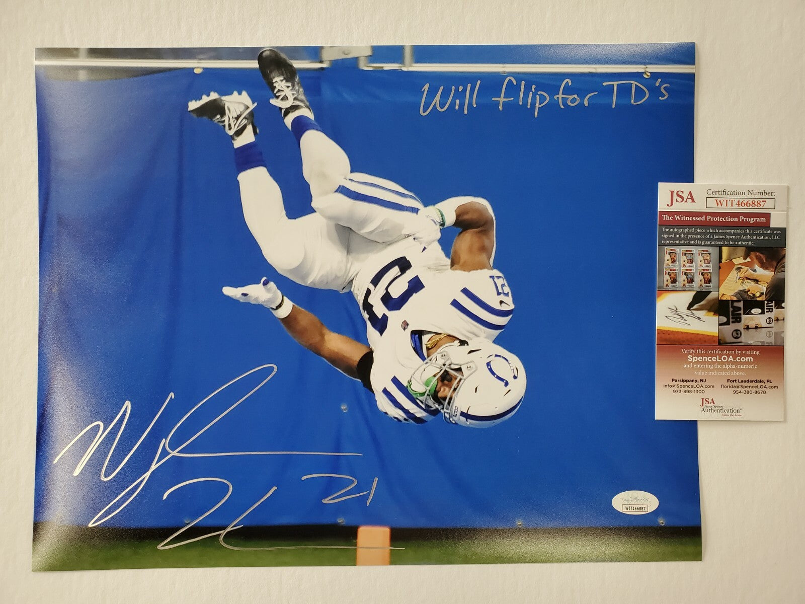 Indianapolis Colts Nyheim Hines Autographed Inscribed 11X14 Photo Jsa Coa
