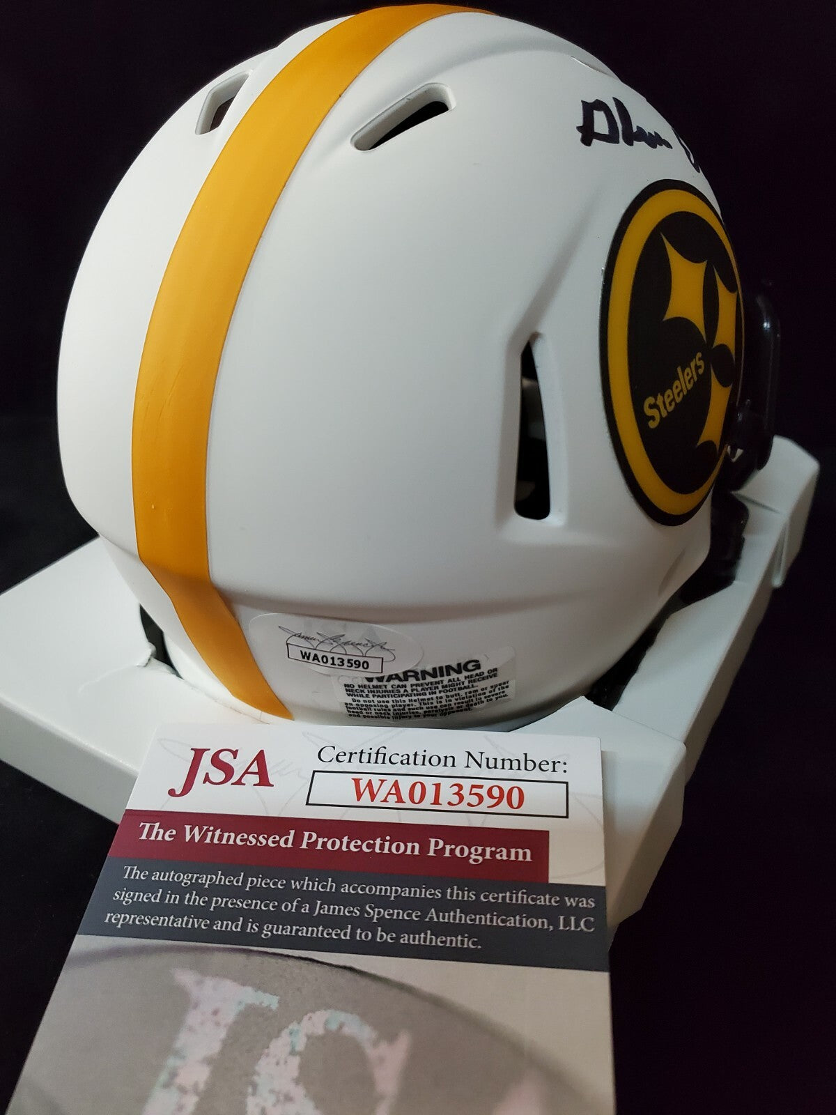 Pittsburgh Steelers Glen Edwards Signed Lunar Mini Helmet Jsa Coa