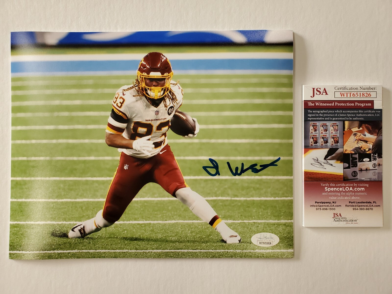Washington Football Team Isaiah Wright Autographed 8X10 Photo Jsa Coa
