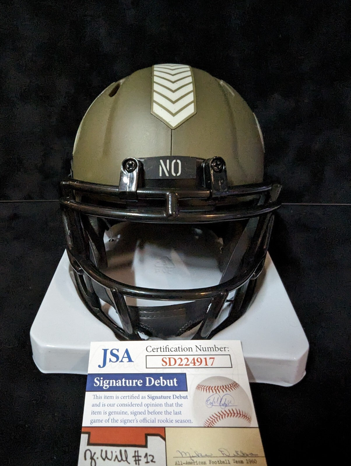 New Orleans Saints Bryan Bresee Signed Salute To Service Mini Helmet Jsa Coa