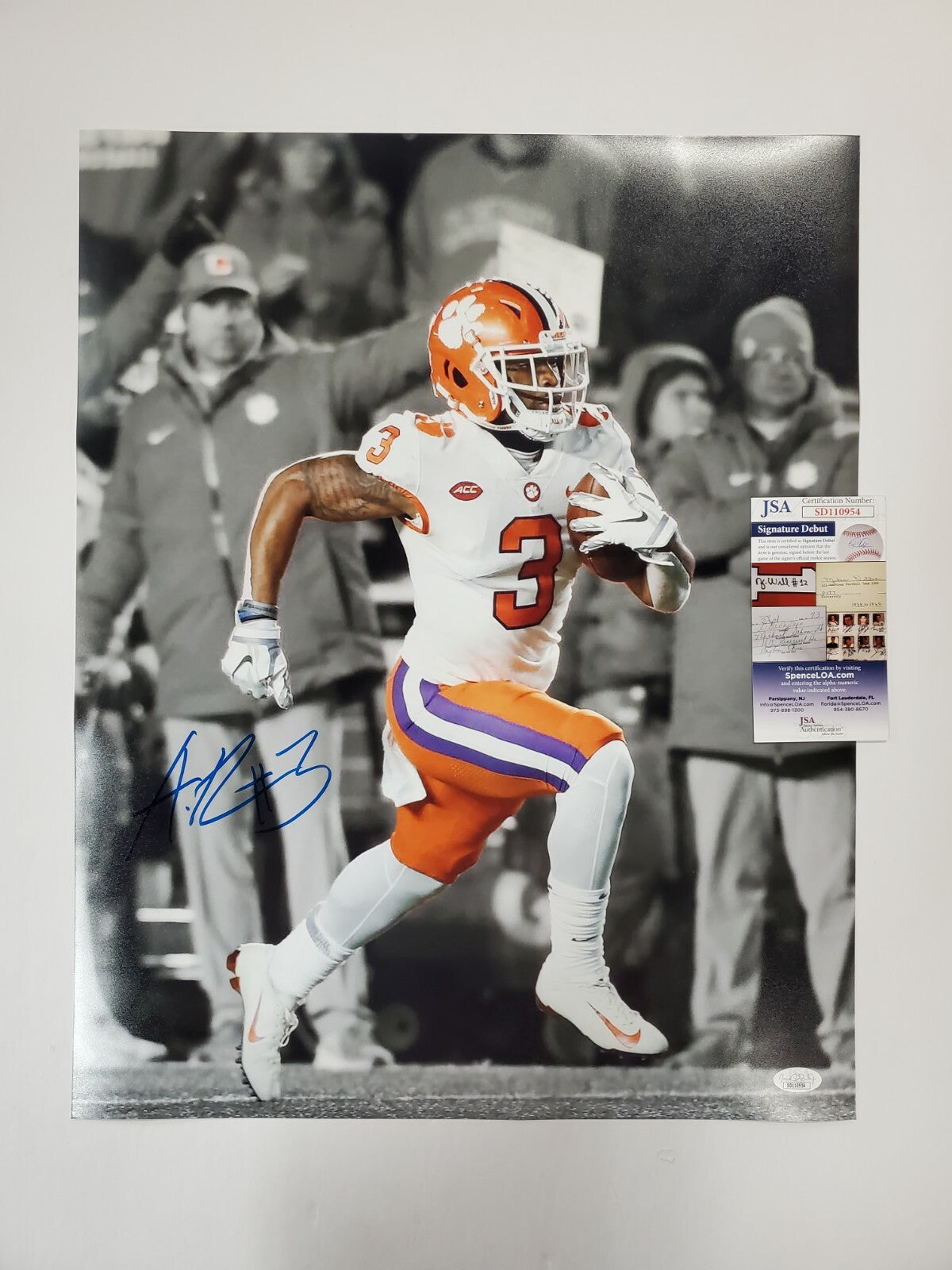 Clemson Tigers Amari Rodgers Autographed Signed 16X20 Photo Jsa  Coa