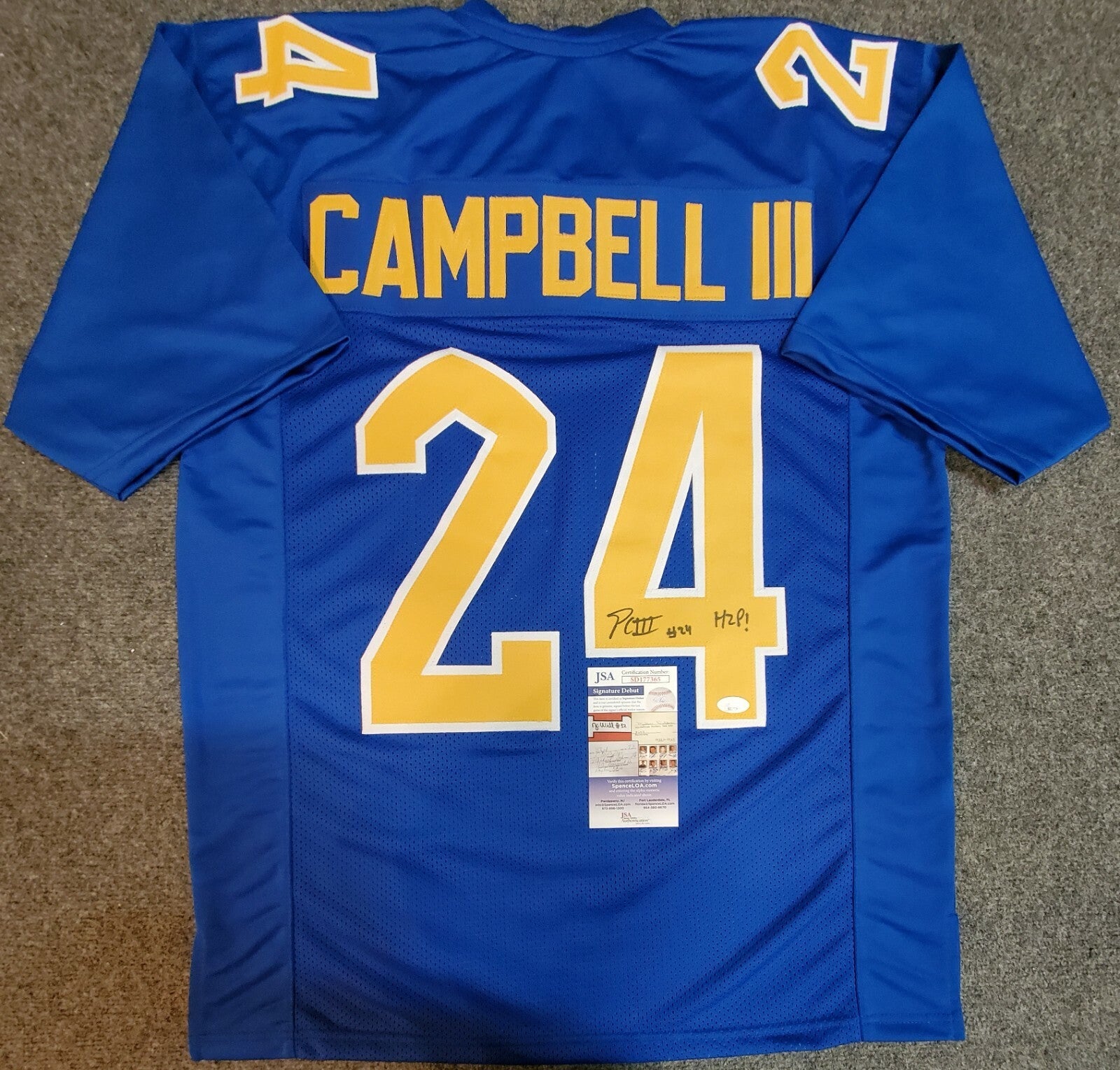 Pitt Panthers Phil Campbell Iii Signed Inscribed "H2p!" Jersey Jsa Coa